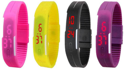Kissu Led Magnet Band Combo of 4 Pink, Yellow, Black And Purple Watch - For Men & Women
Kissu Led Magnet Band Combo of 4 Pink, Yellow, Black And Purple Watch - For Men & Women