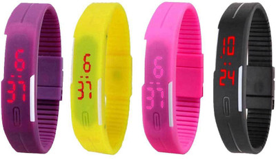 NS18 Silicone Led Magnet Band Combo of 4 Purple, Yellow, Pink And Black Watch - For Boys & Girls
NS18 Silicone Led Magnet Band Combo of 4 Purple, Yellow, Pink And Black Watch - For Boys & Girls