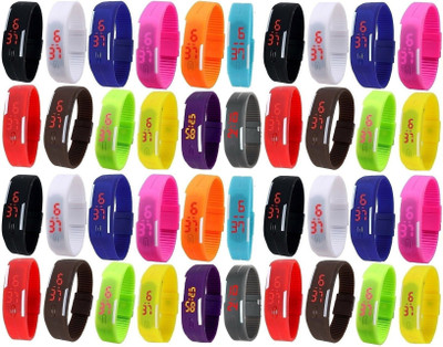 Pappi Boss JUMBO PACK Unisex Multicolor Set of 40 Rubber Jelly Slim Silicone Sports Led Smart Band Watch - For Men & Women
Pappi Boss JUMBO PACK Unisex Multicolor Set of 40 Rubber Jelly Slim Silicone Sports Led Smart Band Watch - For Men & Women