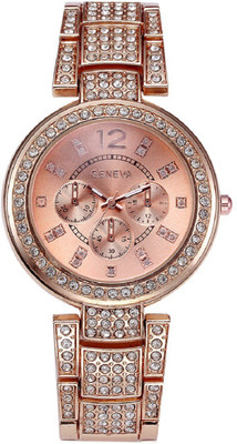 Geneva Platinum Big Size Studded GP-279 Watch - For Women