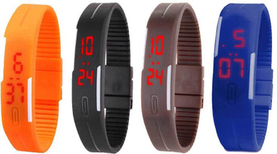 NS18 Silicone Led Magnet Band Combo of 4 Orange, Black, Brown And Blue Watch - For Boys & Girls
NS18 Silicone Led Magnet Band Combo of 4 Orange, Black, Brown And Blue Watch - For Boys & Girls