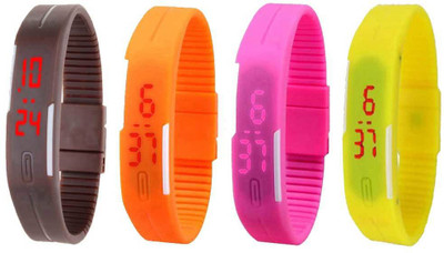 Kissu Led Magnet Band Combo of 4 Brown, Orange, Pink And Yellow Watch - For Men & Women
Kissu Led Magnet Band Combo of 4 Brown, Orange, Pink And Yellow Watch - For Men & Women