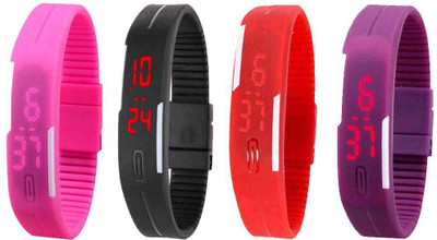 Kissu Led Magnet Band Combo of 4 Pink, Black, Red And Purple Watch - For Men & Women
Kissu Led Magnet Band Combo of 4 Pink, Black, Red And Purple Watch - For Men & Women