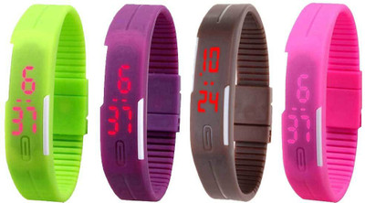 NS18 Silicone Led Magnet Band Combo of 4 Green, Purple, Brown And Pink Watch - For Boys & Girls
NS18 Silicone Led Magnet Band Combo of 4 Green, Purple, Brown And Pink Watch - For Boys & Girls