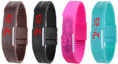 Kissu Led Magnet Band Combo of 4 Brown, Black, Pink And Sky Blue Watch - For Men & Women
Kissu Led Magnet Band Combo of 4 Brown, Black, Pink And Sky Blue Watch - For Men & Women