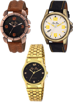 Pappi Boss Party Wear Pack of 3 Designer Casual Watch - For Men