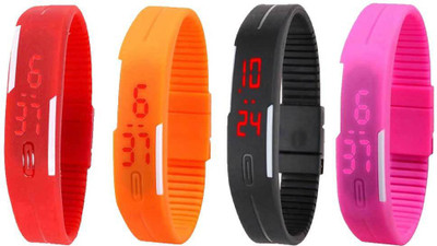 Kissu Led Magnet Band Combo of 4 Red, Orange, Black And Pink Watch - For Men & Women
Kissu Led Magnet Band Combo of 4 Red, Orange, Black And Pink Watch - For Men & Women