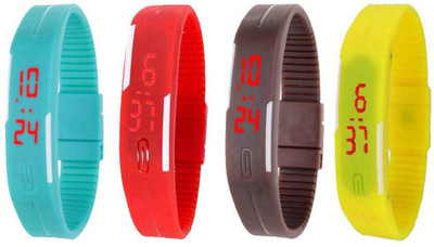 NS18 Silicone Led Magnet Band Combo of 4 Sky Blue, Red, Brown And Yellow Watch - For Boys & Girls
NS18 Silicone Led Magnet Band Combo of 4 Sky Blue, Red, Brown And Yellow Watch - For Boys & Girls
