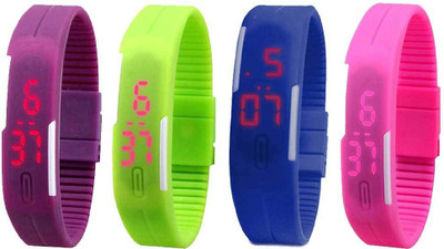 Kissu Led Magnet Band Combo of 4 Purple, Green, Blue And Pink Watch - For Men & Women
Kissu Led Magnet Band Combo of 4 Purple, Green, Blue And Pink Watch - For Men & Women