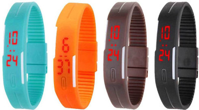 NS18 Silicone Led Magnet Band Combo of 4 Sky Blue, Orange, Brown And Black Watch - For Boys & Girls
NS18 Silicone Led Magnet Band Combo of 4 Sky Blue, Orange, Brown And Black Watch - For Boys & Girls