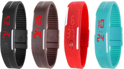 Kissu Led Magnet Band Combo of 4 Black, Brown, Red And Sky Blue Watch - For Men & Women
Kissu Led Magnet Band Combo of 4 Black, Brown, Red And Sky Blue Watch - For Men & Women