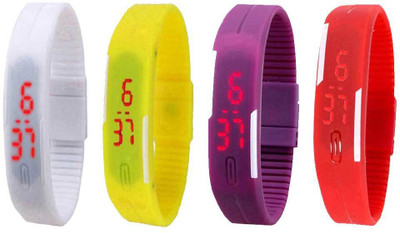 Kissu Led Magnet Band Combo of 4 White, Yellow, Purple And Red Watch - For Men & Women
Kissu Led Magnet Band Combo of 4 White, Yellow, Purple And Red Watch - For Men & Women