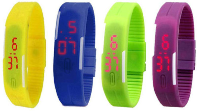 Kissu Led Magnet Band Combo of 4 Yellow, Blue, Green And Purple Watch - For Men & Women
Kissu Led Magnet Band Combo of 4 Yellow, Blue, Green And Purple Watch - For Men & Women