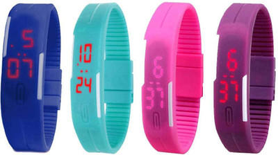 Kissu Led Magnet Band Combo of 4 Blue, Sky Blue, Pink And Purple Watch - For Men & Women
Kissu Led Magnet Band Combo of 4 Blue, Sky Blue, Pink And Purple Watch - For Men & Women