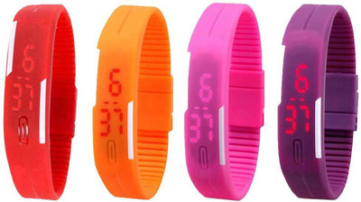 Kissu Led Magnet Band Combo of 4 Red, Orange, Pink And Purple Watch - For Men & Women
Kissu Led Magnet Band Combo of 4 Red, Orange, Pink And Purple Watch - For Men & Women