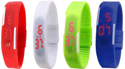 NS18 Silicone Led Magnet Band Combo of 4 Red, White, Green And Blue Watch - For Boys & Girls
NS18 Silicone Led Magnet Band Combo of 4 Red, White, Green And Blue Watch - For Boys & Girls