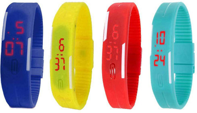 Kissu Led Magnet Band Combo of 4 Blue, Yellow, Red And Sky Blue Watch - For Men & Women
Kissu Led Magnet Band Combo of 4 Blue, Yellow, Red And Sky Blue Watch - For Men & Women