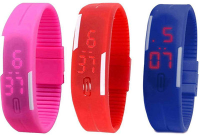 RSN Silicone Led Magnet Band Combo of 3 Pink, Red And Blue Watch - For Men & Women
RSN Silicone Led Magnet Band Combo of 3 Pink, Red And Blue Watch - For Men & Women