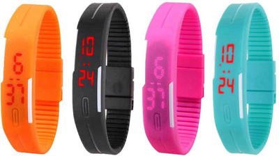 Kissu Led Magnet Band Combo of 4 Orange, Black, Pink And Sky Blue Watch - For Men & Women
Kissu Led Magnet Band Combo of 4 Orange, Black, Pink And Sky Blue Watch - For Men & Women