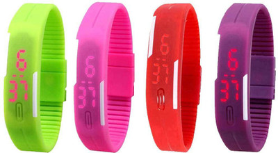 Kissu Led Magnet Band Combo of 4 Green, Pink, Red And Purple Watch - For Men & Women
Kissu Led Magnet Band Combo of 4 Green, Pink, Red And Purple Watch - For Men & Women