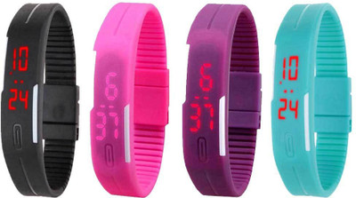Kissu Led Magnet Band Combo of 4 Black, Pink, Purple And Sky Blue Watch - For Men & Women
Kissu Led Magnet Band Combo of 4 Black, Pink, Purple And Sky Blue Watch - For Men & Women