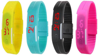 Kissu Led Magnet Band Combo of 4 Yellow, Sky Blue, Black And Pink Watch - For Men & Women
Kissu Led Magnet Band Combo of 4 Yellow, Sky Blue, Black And Pink Watch - For Men & Women