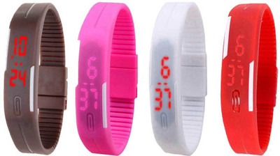 NS18 Silicone Led Magnet Band Watch Combo of 4 Brown, Pink, White And Red Watch - For Couple
NS18 Silicone Led Magnet Band Watch Combo of 4 Brown, Pink, White And Red Watch - For Couple