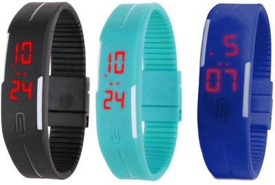 NS18 Silicone Led Magnet Band Combo of 3 Black, Sky Blue And Blue Watch - For Boys & Girls
NS18 Silicone Led Magnet Band Combo of 3 Black, Sky Blue And Blue Watch - For Boys & Girls