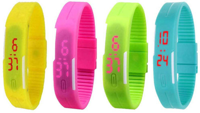 Kissu Led Magnet Band Combo of 4 Yellow, Pink, Green And Sky Blue Watch - For Men & Women
Kissu Led Magnet Band Combo of 4 Yellow, Pink, Green And Sky Blue Watch - For Men & Women
