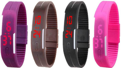 Kissu Led Magnet Band Combo of 4 Purple, Brown, Black And Pink Watch - For Men & Women
Kissu Led Magnet Band Combo of 4 Purple, Brown, Black And Pink Watch - For Men & Women