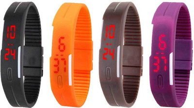 NS18 Silicone Led Magnet Band Watch Combo of 4 Black, Orange, Brown And Purple Watch - For Couple
NS18 Silicone Led Magnet Band Watch Combo of 4 Black, Orange, Brown And Purple Watch - For Couple