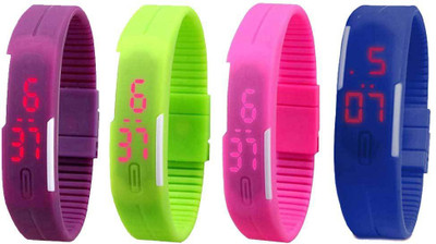 Kissu Led Magnet Band Combo of 4 Purple, Green, Pink And Blue Watch - For Men & Women
Kissu Led Magnet Band Combo of 4 Purple, Green, Pink And Blue Watch - For Men & Women