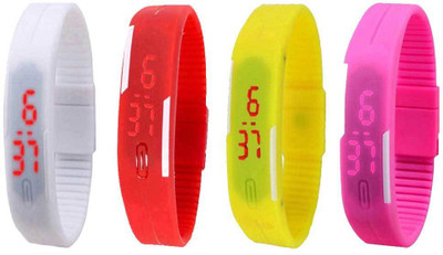 Kissu Led Magnet Band Combo of 4 White, Red, Yellow And Pink Watch - For Men & Women
Kissu Led Magnet Band Combo of 4 White, Red, Yellow And Pink Watch - For Men & Women