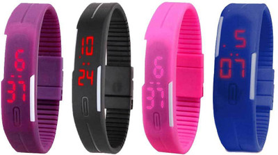 Kissu Led Magnet Band Combo of 4 Purple, Black, Pink And Blue Watch - For Men & Women
Kissu Led Magnet Band Combo of 4 Purple, Black, Pink And Blue Watch - For Men & Women