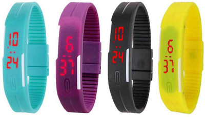 Kissu Led Magnet Band Combo of 4 Sky Blue, Purple, Black And Yellow Watch - For Men & Women
Kissu Led Magnet Band Combo of 4 Sky Blue, Purple, Black And Yellow Watch - For Men & Women