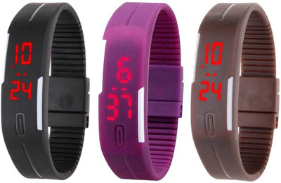 NS18 Silicone Led Magnet Band Combo of 3 Black, Purple And Brown Watch - For Boys & Girls
NS18 Silicone Led Magnet Band Combo of 3 Black, Purple And Brown Watch - For Boys & Girls