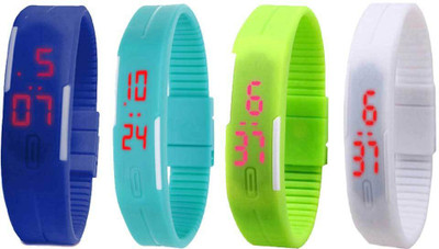 NS18 Silicone Led Magnet Band Combo of 4 Blue, Sky Blue, Green And White Watch - For Boys & Girls
NS18 Silicone Led Magnet Band Combo of 4 Blue, Sky Blue, Green And White Watch - For Boys & Girls