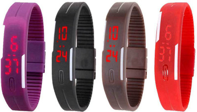 Kissu Led Magnet Band Combo of 4 Purple, Black, Brown And Red Watch - For Men & Women
Kissu Led Magnet Band Combo of 4 Purple, Black, Brown And Red Watch - For Men & Women