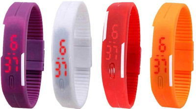 Kissu Led Magnet Band Combo of 4 Purple, White, Red And Orange Watch - For Men & Women
Kissu Led Magnet Band Combo of 4 Purple, White, Red And Orange Watch - For Men & Women