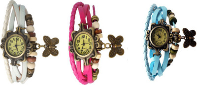 NS18 Vintage Butterfly Rakhi Watch Combo of 3 White, Pink And Sky Blue Watch - For Women 
NS18 Vintage Butterfly Rakhi Watch Combo of 3 White, Pink And Sky Blue Watch - For Women