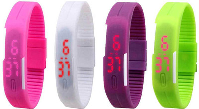 NS18 Silicone Led Magnet Band Combo of 4 Pink, White, Purple And Green Watch - For Boys & Girls
NS18 Silicone Led Magnet Band Combo of 4 Pink, White, Purple And Green Watch - For Boys & Girls