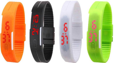 NS18 Silicone Led Magnet Band Combo of 4 Orange, Black, White And Green Watch - For Boys & Girls
NS18 Silicone Led Magnet Band Combo of 4 Orange, Black, White And Green Watch - For Boys & Girls