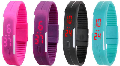 Kissu Led Magnet Band Combo of 4 Pink, Purple, Black And Sky Blue Watch - For Men & Women
Kissu Led Magnet Band Combo of 4 Pink, Purple, Black And Sky Blue Watch - For Men & Women