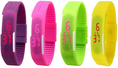 Kissu Led Magnet Band Combo of 4 Purple, Pink, Green And Yellow Watch - For Men & Women
Kissu Led Magnet Band Combo of 4 Purple, Pink, Green And Yellow Watch - For Men & Women