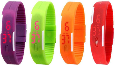 Kissu Led Magnet Band Combo of 4 Purple, Green, Orange And Red Watch - For Men & Women
Kissu Led Magnet Band Combo of 4 Purple, Green, Orange And Red Watch - For Men & Women