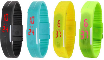 Kissu Led Magnet Band Combo of 4 Black, Sky Blue, Yellow And Green Watch - For Men & Women
Kissu Led Magnet Band Combo of 4 Black, Sky Blue, Yellow And Green Watch - For Men & Women