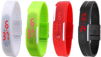 NS18 Silicone Led Magnet Band Combo of 4 White, Green, Red And Black Watch - For Boys & Girls
NS18 Silicone Led Magnet Band Combo of 4 White, Green, Red And Black Watch - For Boys & Girls