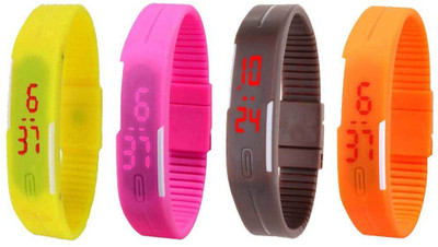 Kissu Led Magnet Band Combo of 4 Yellow, Pink, Brown And Orange Watch - For Men & Women
Kissu Led Magnet Band Combo of 4 Yellow, Pink, Brown And Orange Watch - For Men & Women