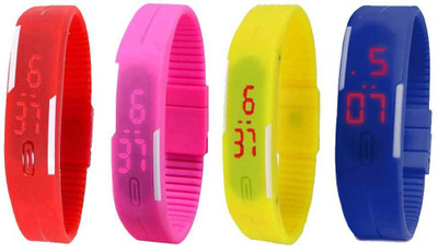 NS18 Silicone Led Magnet Band Combo of 4 Red, Pink, Yellow And Blue Watch - For Boys & Girls
NS18 Silicone Led Magnet Band Combo of 4 Red, Pink, Yellow And Blue Watch - For Boys & Girls