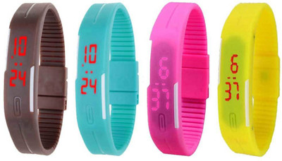 NS18 Silicone Led Magnet Band Combo of 4 Brown, Sky Blue, Pink And Yellow Watch - For Boys & Girls
NS18 Silicone Led Magnet Band Combo of 4 Brown, Sky Blue, Pink And Yellow Watch - For Boys & Girls